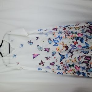 Long white maxi dress butterflies sz  3XL